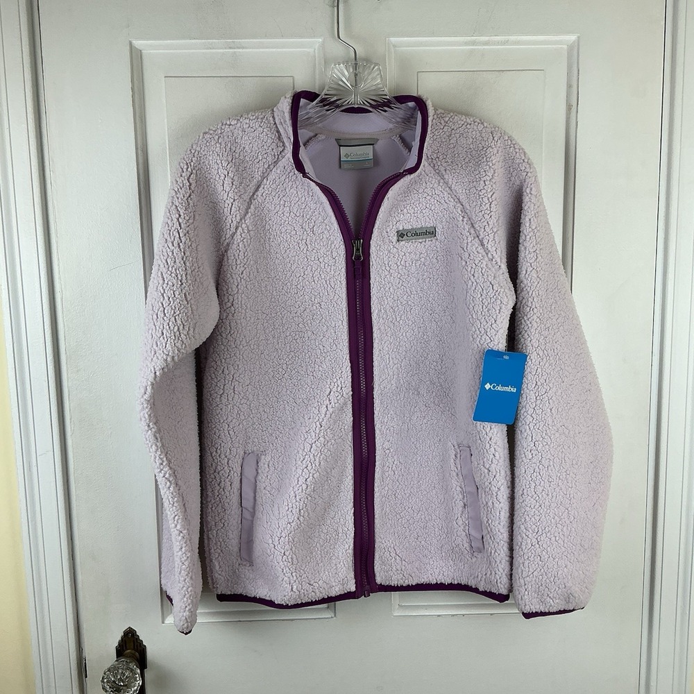 Columbia Girls Jacket Youth Fleece Zip Up Purple Cozy Size L (14/16) NWT